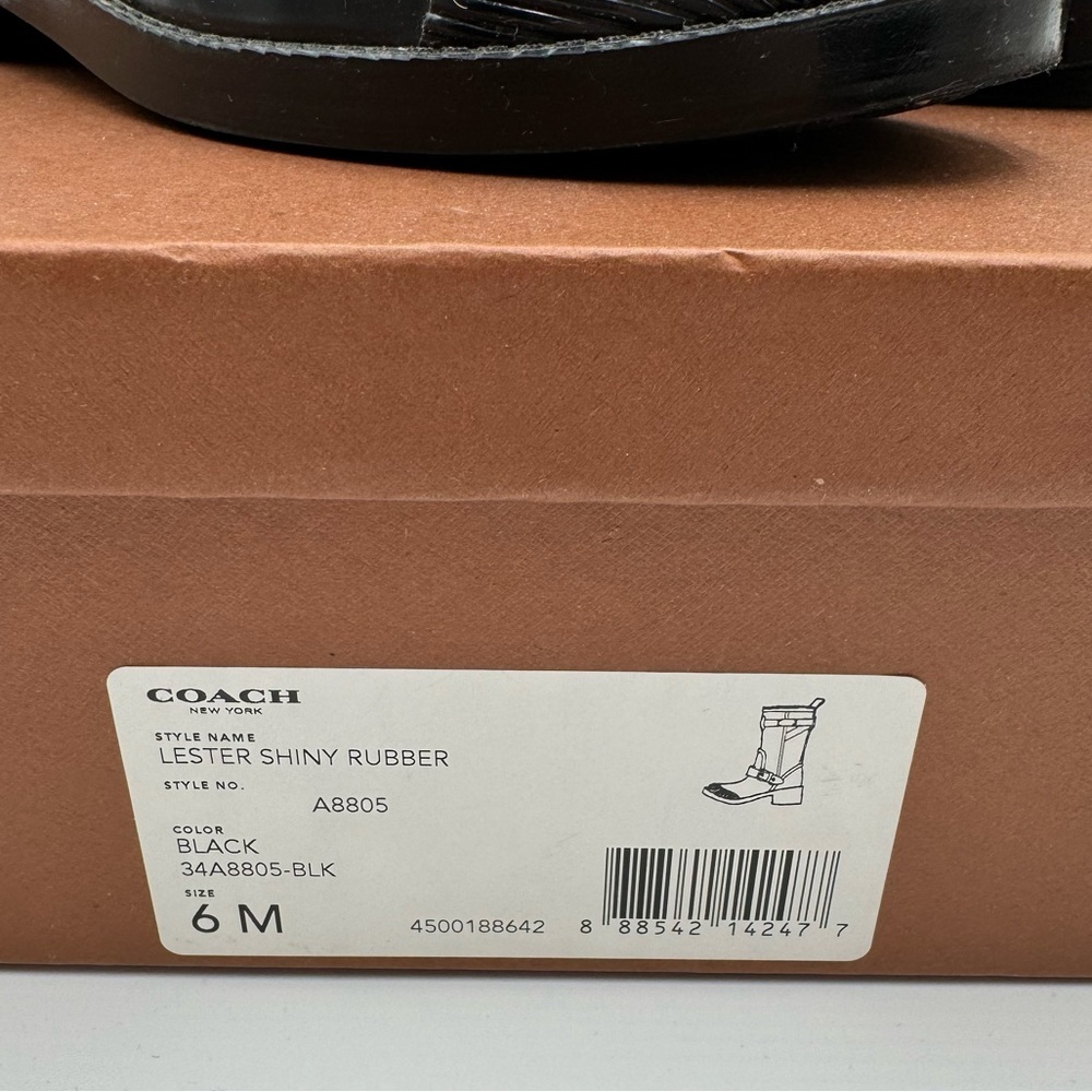 Coach - Lester Shiny Rubber Rain Boots - size 6 in box - Picture 9 of 9